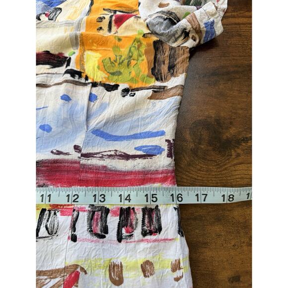 Jams World Dress Vintage Abstract City Shapes 90’s Button Front Mini Art To Wear - Picture 8 of 9